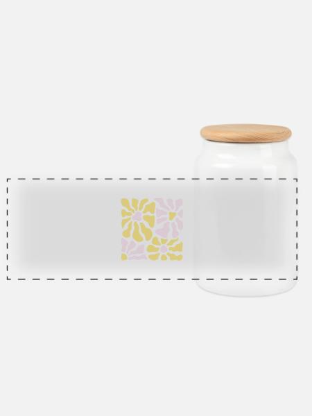 Pastel Flower Power - Panorama Keksdose mit Holzdeckel - Weiß
