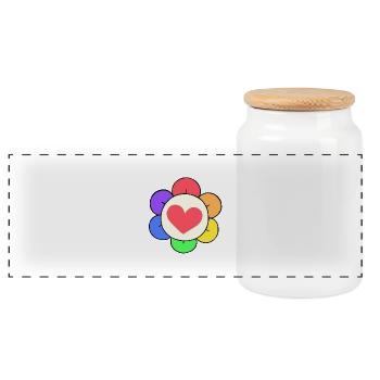Dandy Rainbow Flower - Panoramic Cookie Jar with Wooden Lid - white - Front
