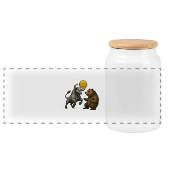 Bitcoin,bull run - Panoramic Cookie Jar with Wooden Lid - white - Front