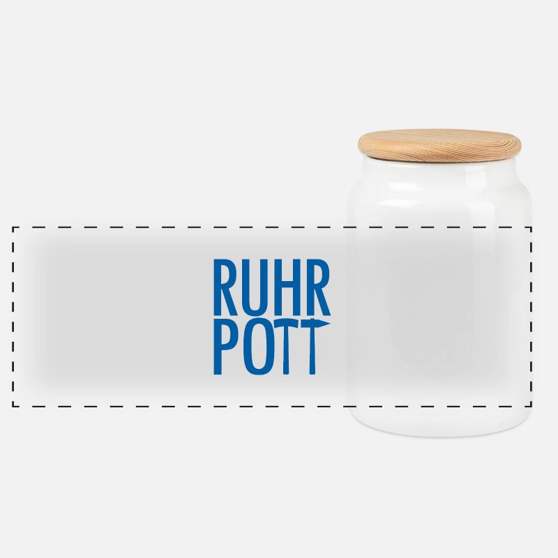 Ruhrpott - Panoramic Cookie Jar with Wooden Lid - white