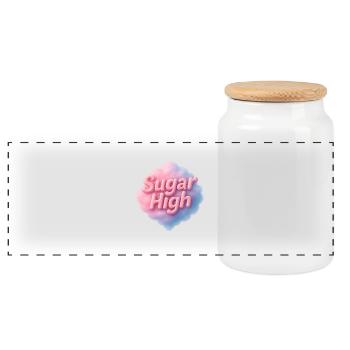 Sucre élevé - Boîte à biscuits avec couvercle en bois - blanc - Devant