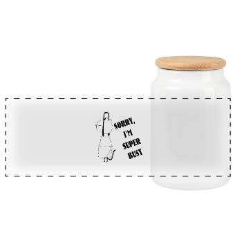 Nekochan Antonio Super busy - Panoramic Cookie Jar with Wooden Lid - white - Front