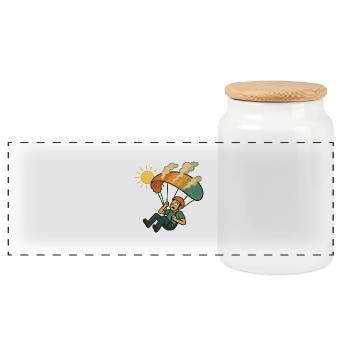 Icarus - Panoramic Cookie Jar with Wooden Lid - white - Front