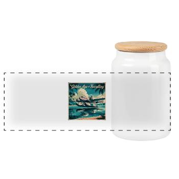 The golden Age of Travelling with a float plane - Panorama Keksdose mit Holzdeckel - Weiß - Vorne