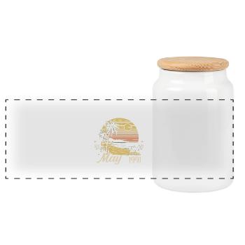 Legendär seit Mai 1991, May 1991 - Panorama Keksdose mit Holzdeckel - Weiß - Vorne