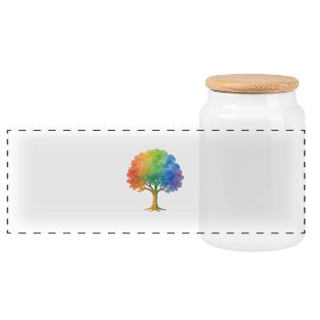 Rainbow Tree - Arbre aquarelle coloré plein de vie et - Boîte à biscuits avec couvercle en bois - blanc - Devant