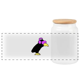 Raven DJ Club Music Listening Sunglasses Headphones - Panoramic Cookie Jar with Wooden Lid - white - Front