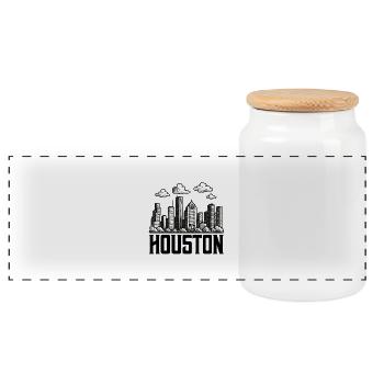 Ville de Houston - Boîte à biscuits avec couvercle en bois - blanc - Devant
