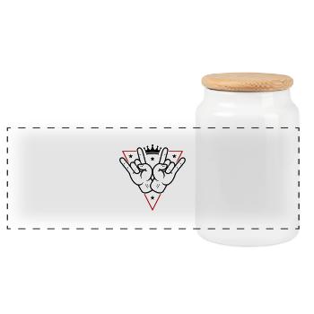 Hand Party Sign Celebrate - Panoramic Cookie Jar with Wooden Lid - white - Front