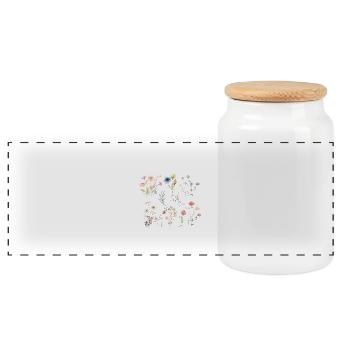 Boho-Wildblumen - Panorama Keksdose mit Holzdeckel - Weiß - Vorne