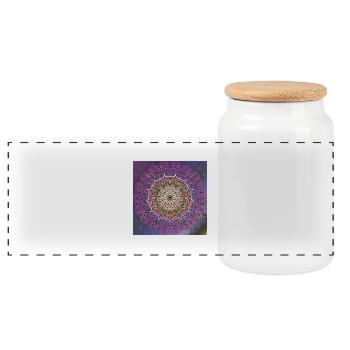 Mandala - Panorama Keksdose mit Holzdeckel - Weiß - Vorne