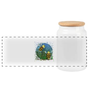 Insects - Panoramic Cookie Jar with Wooden Lid - white - Front