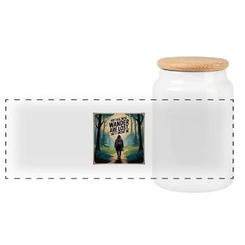 Not All Who Wander Are Lost - Panoramic Cookie Jar with Wooden Lid - white - Front