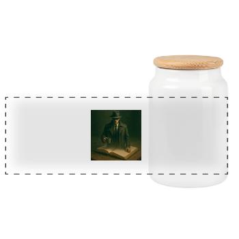 Le personnage principal d’un roman policier sort du livre - Boîte à biscuits avec couvercle en bois - blanc - Devant
