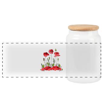 Blumen - Panorama Keksdose mit Holzdeckel - Weiß - Vorne