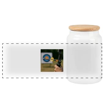 Archery - Panoramic Cookie Jar with Wooden Lid - white - Front