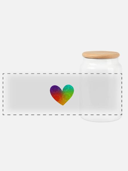 Herz heart Liebe - Panorama Keksdose mit Holzdeckel - Weiß