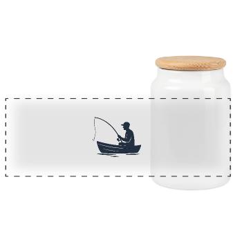 Fishing: peace, nature and playing with fish - Panoramic Cookie Jar with Wooden Lid - white - Front