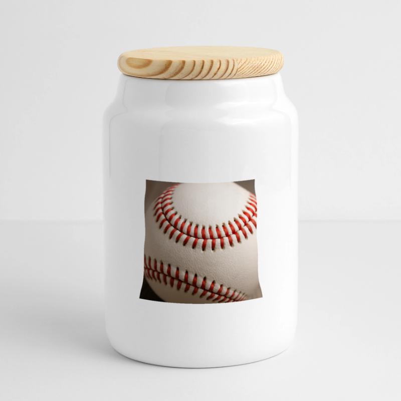 Base-ball Boîte à biscuits avec couvercle en bois