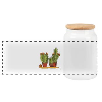 Flowers - Panoramic Cookie Jar with Wooden Lid - white - Front