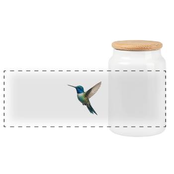 Colibri – Légèreté dans les couleurs - Boîte à biscuits avec couvercle en bois - blanc - Devant