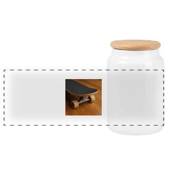 Sport - Skateboard - Panorama Keksdose mit Holzdeckel - Weiß - Vorne