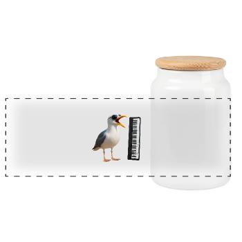 BBB Seagull Musician - Keyboard Edition - Panoramic Cookie Jar with Wooden Lid - white - Front