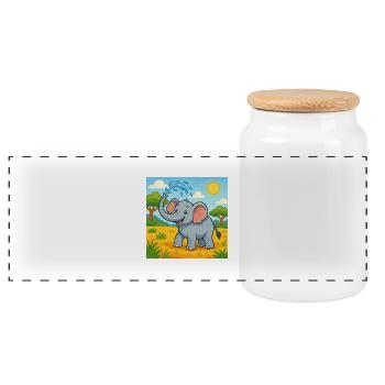 Elephantastic - Panorama Keksdose mit Holzdeckel - Weiß - Vorne