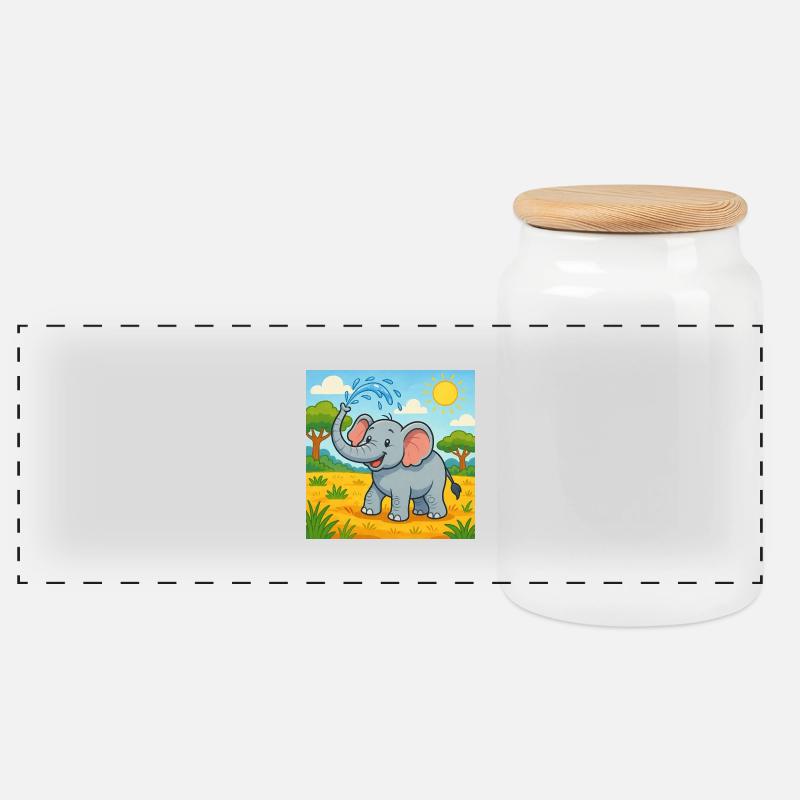 Elephantastic - Panorama Keksdose mit Holzdeckel - Weiß