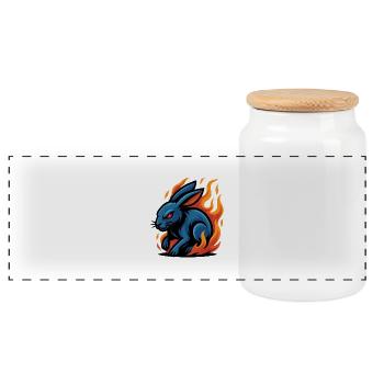 Rabbit – Moon Runner | Urban Zodiac Mascot - Panoramic Cookie Jar with Wooden Lid - white - Front