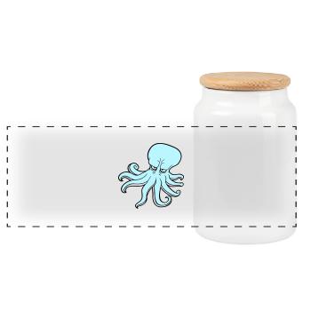 Octopus Octopus Octopus Squid Cephalopod Evil Eye - Panoramic Cookie Jar with Wooden Lid - white - Front