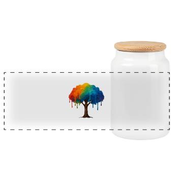 Baum Colorblast - Panorama Keksdose mit Holzdeckel - Weiß - Vorne