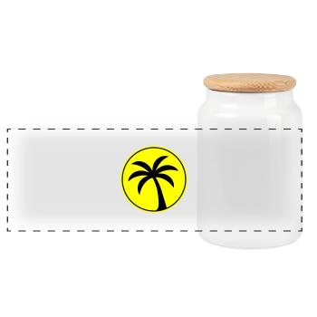 Plage de l’icône de palmier - Boîte à biscuits avec couvercle en bois - blanc - Devant
