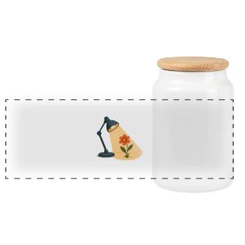 Rising Flower - Panoramic Cookie Jar with Wooden Lid - white - Front