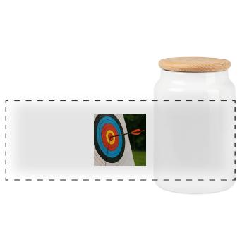 Sport - Archery - Panoramic Cookie Jar with Wooden Lid - white - Front