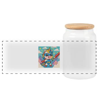 Licorne super-héroïne dans le monde des couleurs - Boîte à biscuits avec couvercle en bois - blanc - Devant