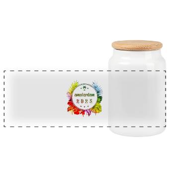 Amsterdam 2025 Coloré - Boîte à biscuits avec couvercle en bois - blanc - Devant