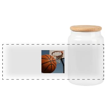Sports - Basketball et basketball - Boîte à biscuits avec couvercle en bois - blanc - Devant