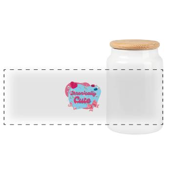 Chronically Cute Lolly Bow Pills Diamonds - Panoramic Cookie Jar with Wooden Lid - white - Front