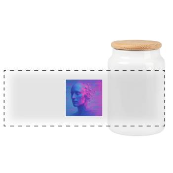 Tête futuriste dans le style numérique - Boîte à biscuits avec couvercle en bois - blanc - Devant