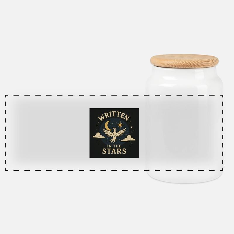 Écrit dans les étoiles - Boîte à biscuits avec couvercle en bois - blanc