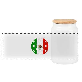 Pickleball Mexico - Panoramic Cookie Jar with Wooden Lid - white - Front