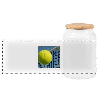 Sportarten - Tennis - Panorama Keksdose mit Holzdeckel - Weiß - Vorne