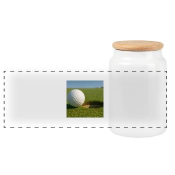 Sport - Golf - Panorama Keksdose mit Holzdeckel - Weiß - Vorne
