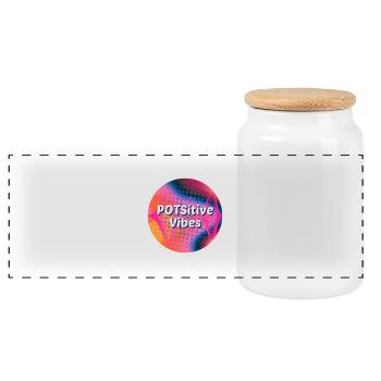 POTSitive Vibes Ondes de fond colorées - Boîte à biscuits avec couvercle en bois - blanc - Devant