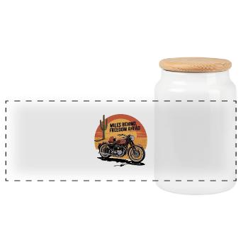 Des kilomètres derrière, la liberté en avant – Biker Adventure - Boîte à biscuits avec couvercle en bois - blanc - Devant