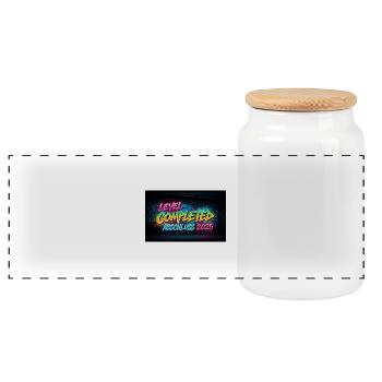 Stylish Graduation 2025 Design – Perfect - Panoramic Cookie Jar with Wooden Lid - white - Front