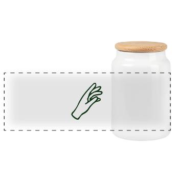 Minimalist hand motif in single-line drawing - Panoramic Cookie Jar with Wooden Lid - white - Front