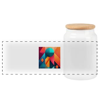 Artistic Geometric Patterns: Bold Modern Design - Panoramic Cookie Jar with Wooden Lid - white - Front