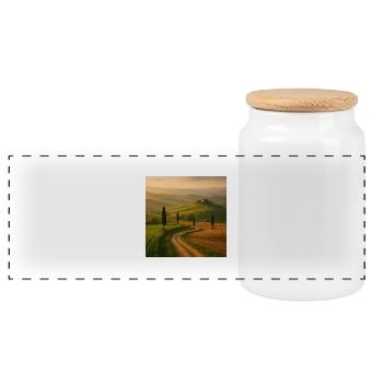 Beautiful scenery - Panoramic Cookie Jar with Wooden Lid - white - Front